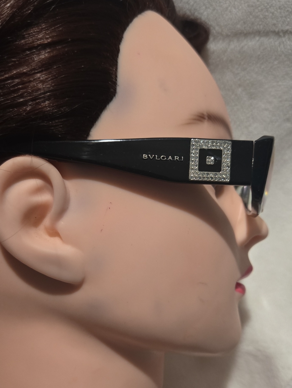 Bulgari Black Eyeglasses with Crystal Temple Accent